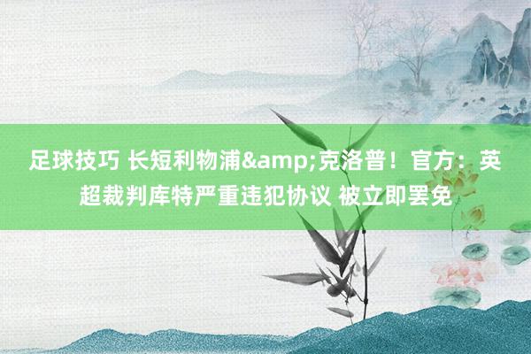 足球技巧 长短利物浦&克洛普！官方：英超裁判库特严重违犯协议 被立即罢免