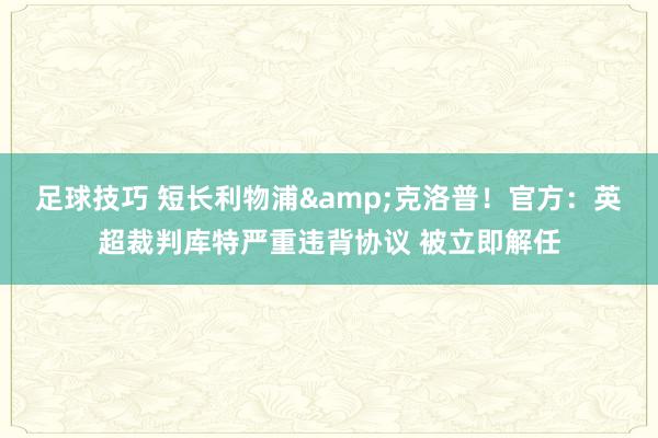 足球技巧 短长利物浦&克洛普！官方：英超裁判库特严重违背协议 被立即解任