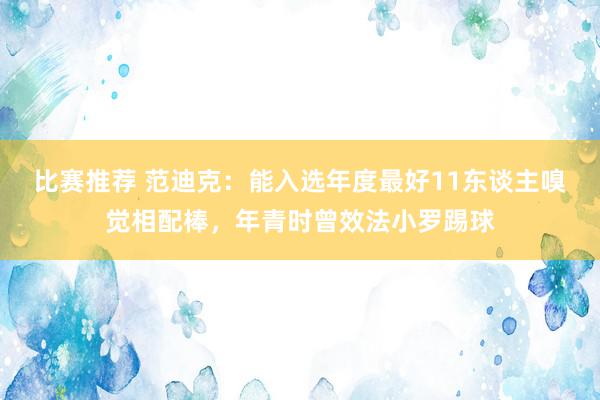 比赛推荐 范迪克：能入选年度最好11东谈主嗅觉相配棒，年青时曾效法小罗踢球